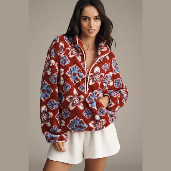 The Upside Tops - NEW The Upside - Sizes S, M Women's Harlow Half-Zip Fleece Pullover - Batik